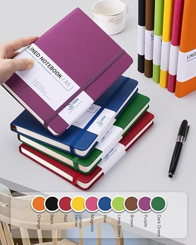 Dynta Hardcover Journal Notebooks, 10 Packs A5 Lined Journals Bulk for Writing 200 Pages/100Sheets, 8.4 x 5.8 inch, 10 Colors Classic Ruled Notebook for Work/Travel/College/Note Taking thumbnail 6