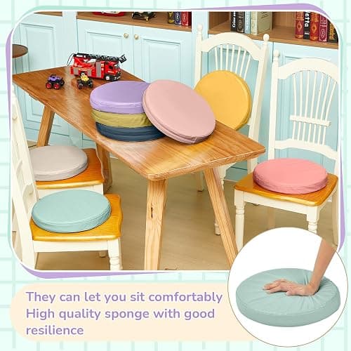 Juexica 8 Pcs Extra Thick Flexible Seating Floor Cushion Assorted Colored Floor Pillow Classroom Seat Cushion Soft Classroom Seating for Kid Learning(Hippie Boho,13.8 x 13.8 x 2 Inch,Round) thumbnail 6