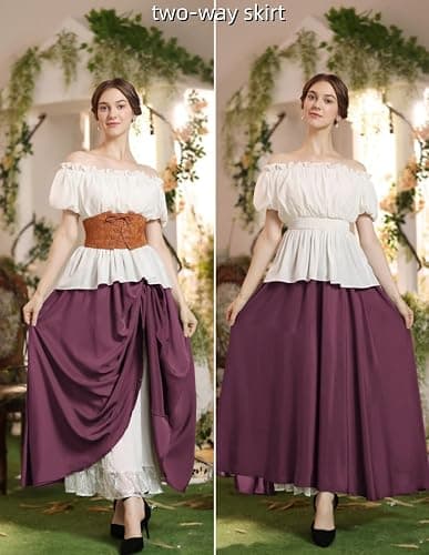 Scarlet Darkness Maxi Long Skirt for Women Double Layered Renaissance Skirts thumbnail 2