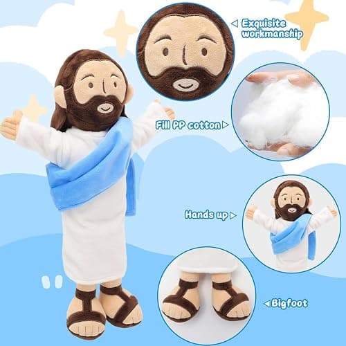 Yelakey 13" Jesus Plush, Jesus Stuffed Doll Plushie for Easter Christmas Church (Brown) thumbnail 4