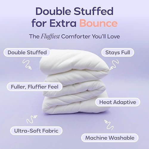 Mellow Marshmellow Comforter Full/Queen - Extra Fluffy Double-Stuffed Down Alternative Duvet Insert, All-Season Temperature-Balancing, Oeko-TEX Class I Fabric, Box-Stitch, Machine Washable thumbnail 2