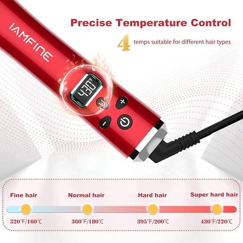 IAMFINE 3 in 1 Automatic Rotating Curling Iron, Rotating Auto Hair Curler Wand with Ceramic Coating, 3 Interchangeable Heating Barrels(0.75", 1", 1.25") with LCD Display Fast Heat for Curls and Waves thumbnail 5