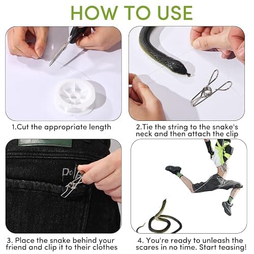 ANABIUP Fake Snake, Rubber Snake Prank with String and Clip, Realistic Rubber Snake Prank for Playing Jokes thumbnail 4