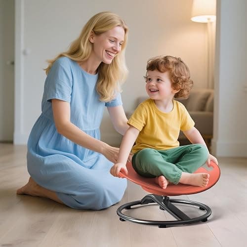 pozoera Spinning Chair for Autistic Kids - Sensory Spinning Chair for Autistic Children with Safety Handle & Non-Slip Design, Sensory Swivel Chairs for Kids 3-8 Years(Orange) thumbnail 2