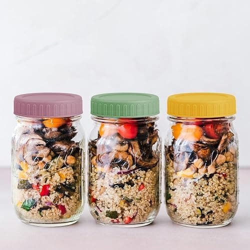 Vaincre 8PCS Mason Jar Lids - Colored Plastic Mason Lids Regular Mouth, Leak Proof Canning Covers with Silicone Rings for Ball, Kerr and More, Reusable Can Tops Caps Covers for Jars thumbnail 7