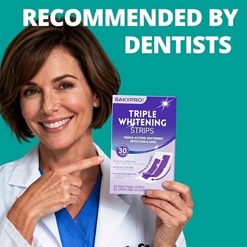 SAKYPRORAL Purple Whitening Strips, 90-Day Long-Lasting Results, Enamel Safe & Low-Sensitivity, Professional Teeth Whitening Strips with Non-Slip Dry Strip Technology (28 Count (Pack of 1)) thumbnail 4