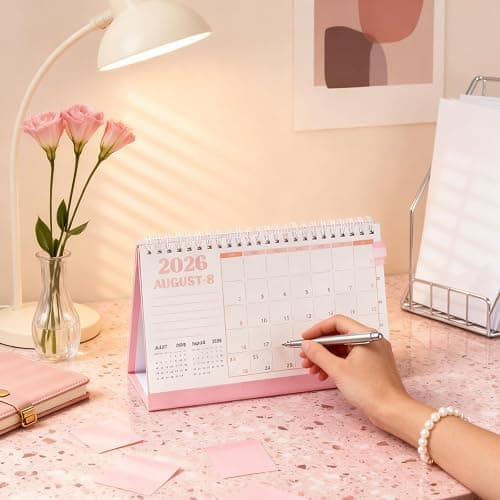 Desk Calendar 2026, Macaron Color 14-Month Writeable Desk Stand Up Calendar Runs from Nov 2025 - Dec 2026, Tear-Off Calendar for Office & Home, Pastel Pink, 8.27" x 6.9" thumbnail 2