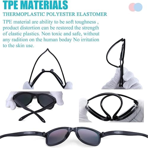 COASION Bendable Flexible Polarized Newborn Baby Sunglasses with Strap for Infant Boys Girls Age 0-12 Months CA8042 - C2* Matte Black/Gray - 1.53 Inches thumbnail 4