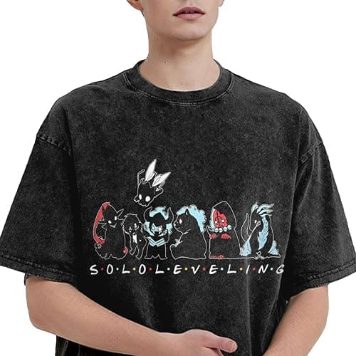 Solo Leveling Retro Dropped Shoulder Street Casual Loose Washed Short-Sleeved T-Shirt thumbnail 2