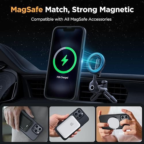 Miracase Magnetic for iPhone 12/12 Pro Case (Compatible with MagSafe) Military-Grade Protection, Shockproof, Anti-Fingerprint Translucent Matte Phone Cover for iPhone 12/12 Pro Case 6.1 inch, Black thumbnail 2