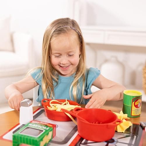 Melissa & Doug Prepare & Serve Pasta Set with Toy Food & Kids Play Kitchen Accessories, Montessori-Inspired Preschool Learning Toys for Girls & Boys 3+ thumbnail 7