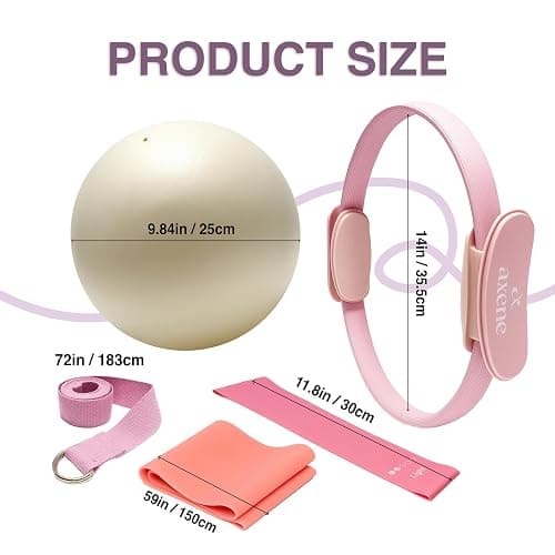 Axene Pilates Kit for Women – 14-Piece Set with Pilates Ring, Ball, Resistance Bands & Sliders | Home Workout Equipment, Non-Slip Socks, Yoga Strap, Bilingual Guide, Carry Bag thumbnail 5