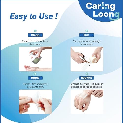 Medical Grade Hydrocolloid Roll for Wound Care - Highly Absorbent for Wound Care, Burn, Blister, Acne, Extra Large Patch with Self-Adhesive, Sterile & Waterproof (2in×12ft （11.8mil/0.3mm Thickness）) thumbnail 6