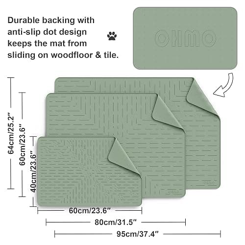 OHMO Cat Litter Mat Large Trapping Mat Premium Silicone Rubber 31.5x23.6 Sage Green, Waterproof and BPA Free Kitty Litter Box Mat, Easy to Clean and Keeps The Floor Tidy thumbnail 5