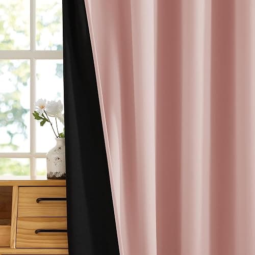 RYB HOME 100% Blackout Pink Curtains for Girls Bedroom, 2 Panels Blackout Thermal Insulated Noise Reducing Window Drapes for Kids Baby Room Living Room, 52 inches Wide by 84 inches Long thumbnail 4