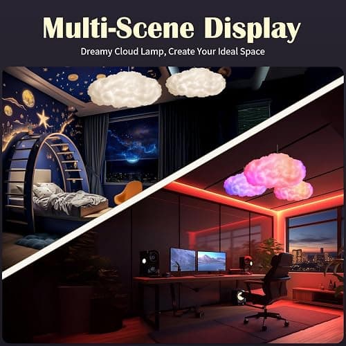oooYYDSxxx 3D Cloud Lamp 1 Pack APP Controlled Music Sync 24 Inch Cotton LED Mood Lights 16 Million Color Changing Wireless Remote USB Powered for Bed thumbnail 4