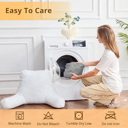 Sasttie Reading Pillows for Sitting in Bed Adult, Velvet Back Pillow Bed Sitting Up, Back-Rest Support Cushion for Sit Up on Couch, Sofa, and Floor, Dorm Essentials, Oeko-Tex Certified, Dark Grey - Standard (18-Inch) - Dark Grey thumbnail 8