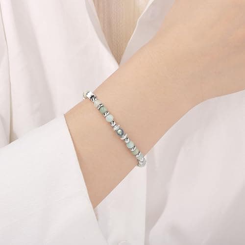 𝗚𝗶𝗳𝘁𝘀 𝗳𝗼𝗿 𝗪𝗼𝗺𝗲𝗻 𝗠𝗼𝗼𝗻𝘀𝘁𝗼𝗻𝗲 𝗕𝗿𝗮𝗰𝗲𝗹𝗲𝘁 Amazonite Colorful Imperial Jasper Stainless Steel Beads Bracelets, Graduation Mothers Day Christmas Birthday Gifts for Her Women thumbnail 2