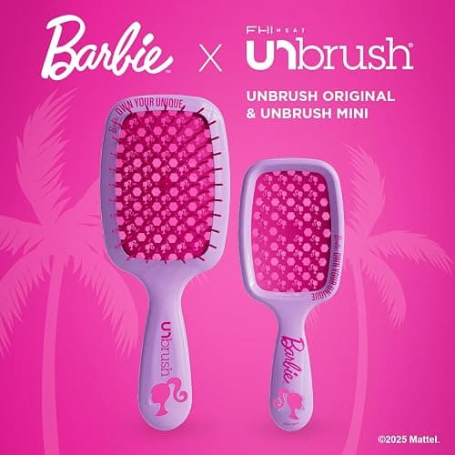 FHI Heat UNbrush Barbie Detangling Brush Duo - Own Your Unique - Purple | Original +Mini Size Pain-Free Brushing on All Wet or Dry Hair Types, Durable DuoFlex Anti-Static Bristles, Lightweight Handle thumbnail 3