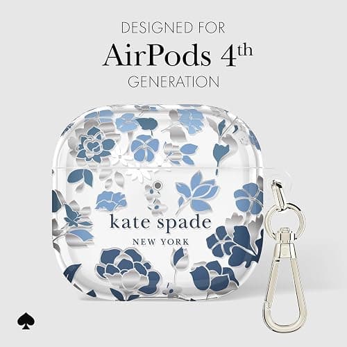 kate spade new york AirPods 4 Case - Flowerbed Blue | Stylish Case with Luxe Metallic Ring Keychain for Bag, Tote, Backpack, and More - Protective & Lightweight Case for AirPods 4 thumbnail 5