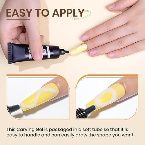 SUPWEE 3D Nail Art Gel 2PCS, Korean 3D Tube Nail Gel Sculpting Gel for Nail Art Soft Tube DIY Carving Drawing Line Painting Gel for Nail Design Clear and Milky White, 30g thumbnail 3