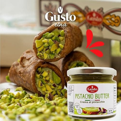 GUSTO ETNA Sicilian Pistachio Cream – 35% Pistachios, Sweet Spreadable Butter, 6.7 oz (190g) Rich & Nutty Pistachios Cream for Knafeh Dubai Pistachio Chocolate Bars, Product of Sicily, Italy thumbnail 7