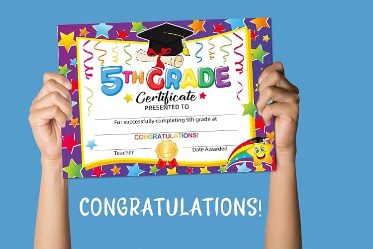 5TH Grade Graduation Diploma 2026,Classroom 5TH Grade Graduation Award Certificate,5TH Grade End of School Year Certificate for Kids,BYJZ Boys Girls 5TH Grade Graduation Decorations 2026, 30pcs thumbnail 4