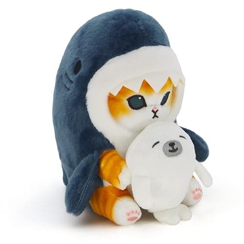 CNAANA Kawaii Shark Cat Plush Toy Stuffed Animal Doll, Soft Pillow for Boys & Girls (Seal cat, 20cm/7.8in) thumbnail 2