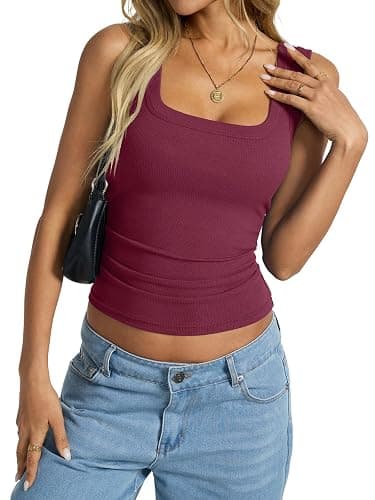 EasyGala Womens Cotton Ribbed Square Neck Tank Tops Basic Backless Sleeveless Summer Cami Shirts 2025 thumbnail 6