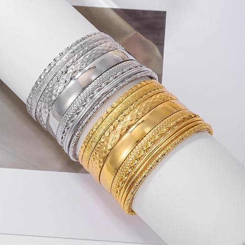 IFKM Gold Bracelets for Women, 14K Gold Plated Dainty Layered Chain Bracelets Adjustable Cute Bangle Link Bracelet Set thumbnail 4