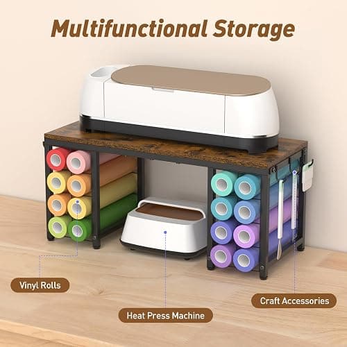 ikkle Craft Organizers and Storage Compatible with Cricut Machines Craft Table Storage with Vinyl Roll Holders, Craft Storage Organizer, Crafting Table Organization Workstation for Craft Room thumbnail 3