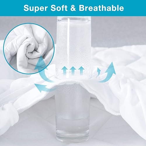 Lunsing Twin XL Mattress Protector for College Dorm, Soft Breathable Waterproof Twin Extra Long Size Mattress Pad Cover, 6-16 inches Deep Pocket, White - Twin XL - White thumbnail 4