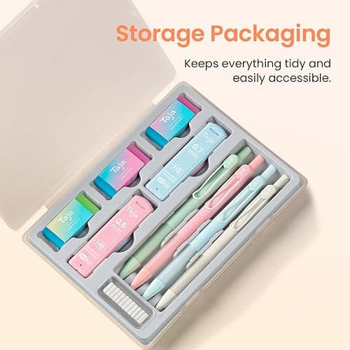 Cute Mechanical Pencil Set, 4 Pcs Pastel Mechanical Pencils 0.7 & 0.5mm with 4 Tube Leads Refills, 3 Erases & 1 Box Eraser Refills, Aesthetic pencils for Girl Boy, Back to School Supplies-Pastel - Retractable thumbnail 4