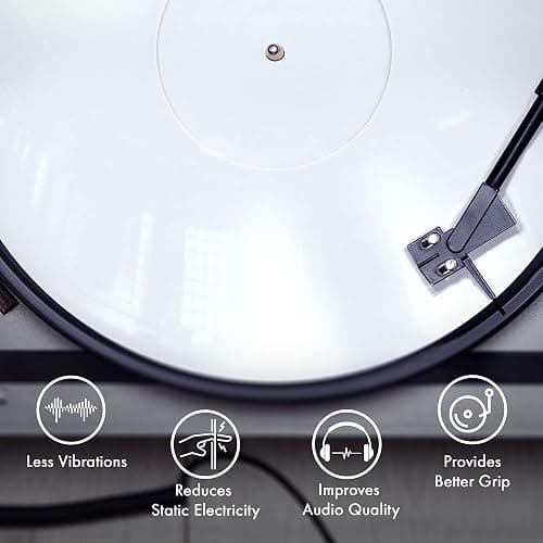 PRO SPIN White Acrylic Turntable Mat - Platter Slipmat for 12" Vinyl Vintage Record Player - Antistatic Cover, Reduces Noise & Sounds from Static & Dust - Tighter Bass Quality, Record Player Mat thumbnail 4