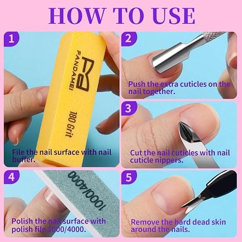 FANDAMEI Nail Buffer Kit, 10 PCS Nail Buffer Block with Different Grit, Nail Buffers, Nail Buffing Block, Buffer Nail File, Cuticle Trimmer, Nail Care Tool Kit, Nail Tools, Nail Kit, Manicure Tools thumbnail 6