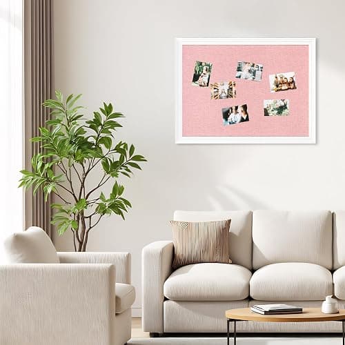 DOLLAR BOSS Bulletin Boards with Linen, 24"x18" Pink Cork Board, White | Corkboards for Walls, Framed Pin Board, Picture Display Vision Board, For Office Home School Girls Dorm Decor, 10 Pushpins thumbnail 7