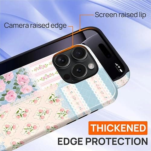 COTAIL Case Designed for iPhone 16 Pro, Hybrid 2-Layer Case, Military-Grade Protection Durable Shockproof Anti-Scratch Phone Case, Floral Lace Patchwork thumbnail 5