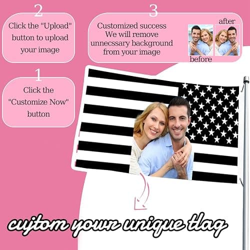 Custom American Flag 3x5ft Personalized Black Flags Customizable Flag with Photo Text Funny Poster for Bedroom Livingroom Dorm (Black flag) thumbnail 3