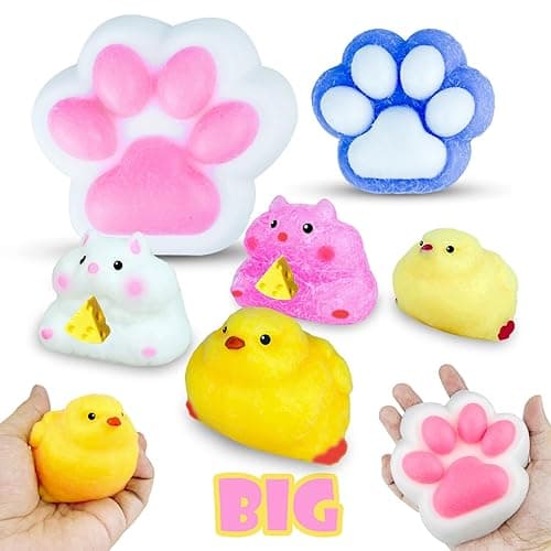 Taba Toys Pack,Fufu Toys Kit,Include 1 Big Taba Cat Paws & Chick Squishy,1 Chick & Cat Paws,2 Hamster Squishy,Stress Relief Toy,Squeeze Toys,Cute Stuff for Girls,Boys, Kids and Adults - 6Pcs Taba Pack(Big) thumbnail 2