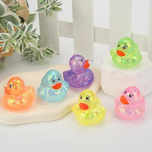 12 Pcs Gliter Mini Duck Squishy, Cute Colorful Slow Rise Fidget Stress Balls for Adult Sensory Ducks for Gifts Office Stocking Stuffer ADHD Autism Anxiety Relief thumbnail 2