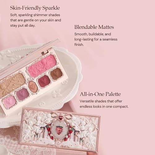 Flower Knows Strawberry Cupid Makeup Palette,Pink Face Makeup with 5 Matte + 2 Shimmer Shades,Blendable Smooth Cute All- In-One Make Up Palette,0.49 Oz(02 Cupid's Mischief) thumbnail 3