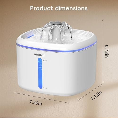 Cat Water Fountain,2.5L/84oz Pet Water Fountain for Cats Inside, Cat Fountain for Drinking with Ultra Quiet Pump(≤20dB)& LED Blue Light - for Pets Small Animals (Cat Fountain+3 Filters) thumbnail 9