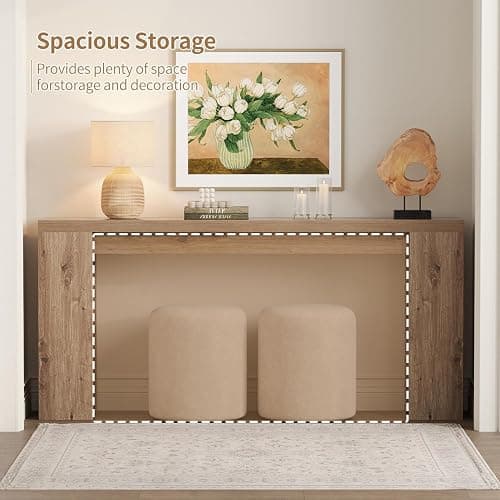 70.9 Inch Extra Long Console Table, Farmhouse Entryway Table with Thickened Base, Wood Sofa Table Behind Couch Table, Narrow Entryway Accent Table for Living Room, Hallway, Entrance, Foyer, Brown thumbnail 4