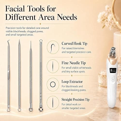 Blackhead Remover Vacuum for Face, 3 Adjustable Suction Levels, White | Adjustable Pore Cleaning, 5 Interchangeable Probes, USB Rechargeable Design thumbnail 6