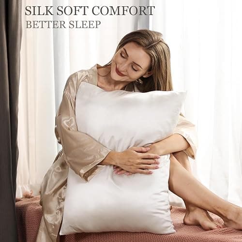 Adubor 100% Silk Pillowcase - Mulberry Silk Pillow Cases, 23 Momme 6A Grade Fibers, Silk Pillow Case for Hair and Skin Health, with Hidden Zipper (Standard 20''×26'', Lvory White, 1PC) thumbnail 3