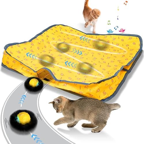 Muhhiba Interactive Cat Toys for Indoor Cats, Electric Cat Ball Fast Rolling in Pouch, Motion Activated Chirping Cat Toy, Hide and Seek Cat Toy with LED Light - Image 1