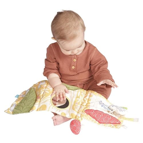 Manhattan Toy Deer One Soft Activity Crinkle Book & Fold Out Pat Mat for Baby, Toddler with Squeaker, Discovery Mirror and Teether thumbnail 6