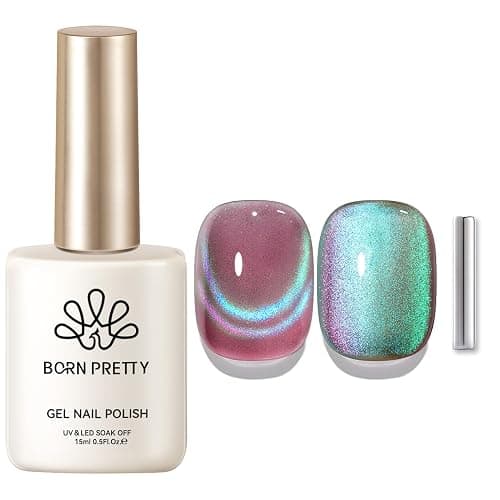BORN PRETTY Blue Purple Cat Magnetic Eye Gel Nail Polish Rainbow Gel Polish | Aurora Firefly Color Cat Magnetic Gel Polish Glitter Magnetic Gel Nail Manicure Salon DIY 15ml - Image 1