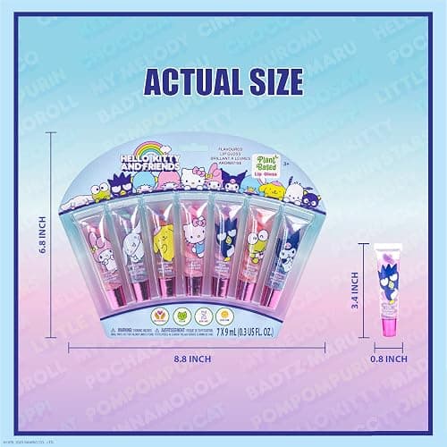 Townley Girl Hello Kitty and Friends 7 Piece Swirl Lip Gloss, Girls Kids Party Favors, Lip Set for Girls, Perfect for Birthday Gifts, Plant Based, Ages 3 thumbnail 6