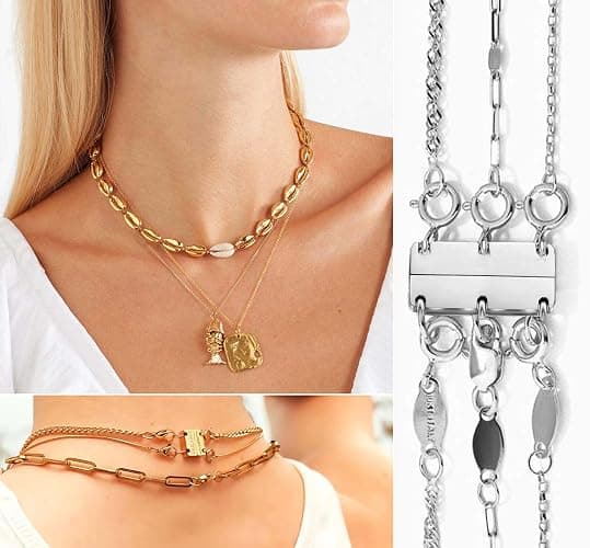 Layering Necklace Clasp 18 K Gold and Silver Separator for Stackable Necklaces thumbnail 3